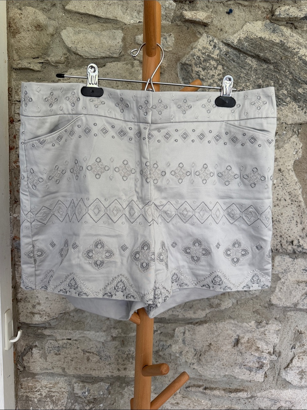Light Gray Embroidered Women’s Shorts